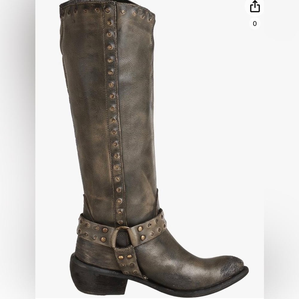 Bronx Linus Studded Tall Harness Leather Riding Boots